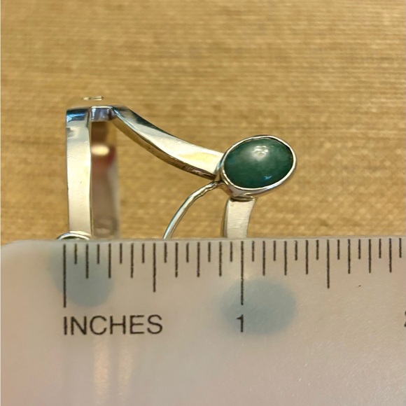 Vintage Taxco Silver 925 Flower Lily Bracelet with Green Stones! - Picture 9 of 13